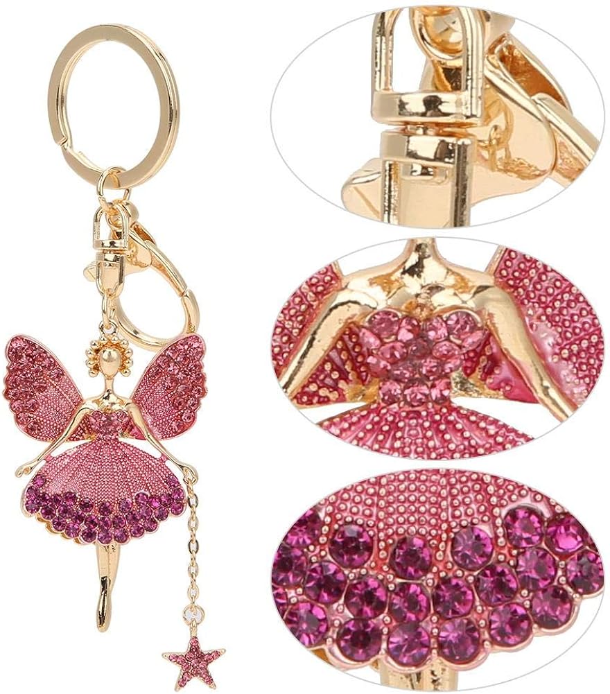 Hztyyier Cute Ballet Dancing Girl Pendant Keychain Women Rhinestone Ballerina Keyring Bag Pendant Car Key Chain Charm Handbag Hanging Gift - Image 3