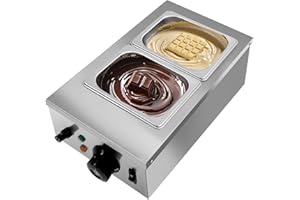 Garvee 2 Tanks Chocolate Melting Machine Commercial,Chocolate Tempering Machine with Lid, Stainless Steel Electric Chocolate 
