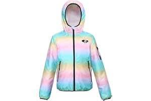 Rokka&Rolla Girls' Lightweight Water-Resistant Jersey-Lined Hooded Windbreaker Jacket