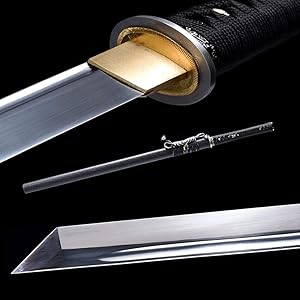 SJ SHI JIAN Black Ninjato Handmade Real Sharp Carbon Steel Japanese Samurai Ninja Sword