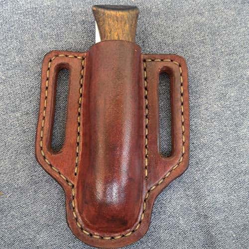 Leather Pancake Sheath for Opinel knives, folding knife