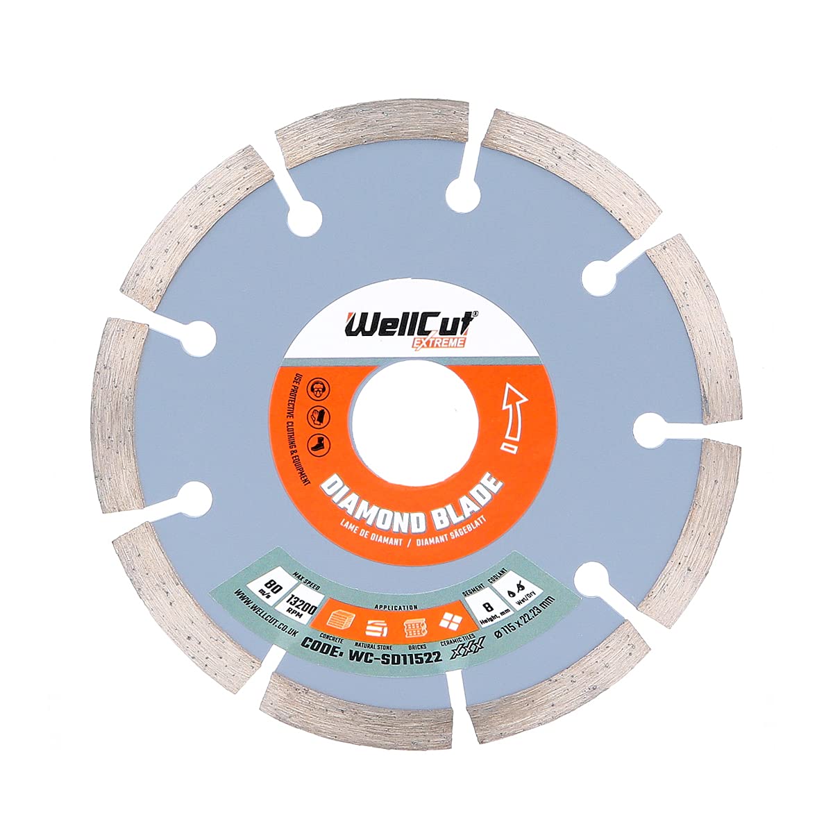 Diamond Cutting Discs For Angle Grinder 115mm 22.23mm Bore, Fits All Brands, Cutting Wheel For Concrete Brick Limestone Roofing Tile Natural Stone Sandstone WellCut