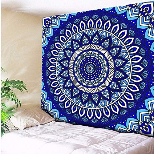 LLLYZZ Royal Blue/Mint Green Mandala Tapestry Psychedelic Wall Hanging Bohemian Tapisserie Murale Indian Floral Wall Carpet Beach Towel-150cmx210cm