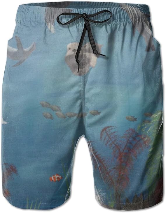 Amazon Co Jp Bydeclan 水着 メンズ サーフパンツ 海水パンツ ボードショーツ 海パン 海中 アザラシ イルカ ビーチパンツ スイムショーツ メッシュインナー 通気 速乾 おしゃれ人気 ボーダー 短パン 水陸両用 旅行 ビーチ 普段着スイムウェア 服 ファッション小物