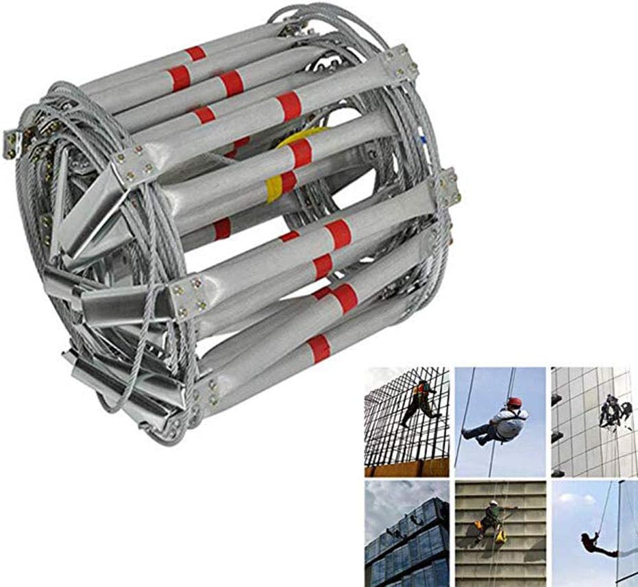 Fire Escape Rope Ladder Emergency Flame Resistant Safety Rope Ladder with Aluminum Alloy Wire Rope Soft Ladder for Kids And Adults,Outdoor Activity Climbing Ladder Mountaineering,Working Heights