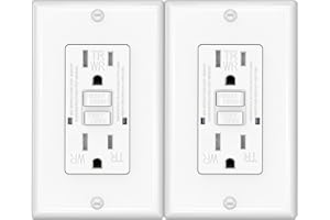 OMEENET 15 Amp GFCI Outlet, Tamper Resistant, Weather Resistant, Self Test GFI Receptacle, 15A Ground Fault Circuit Interrupter Outlet for Indoor or Outdoor Use, UL Listed, White (2 Pack)