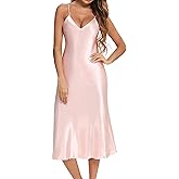 Litherday Silk Nightgown for Women Long Satin Slip Dress Nightdress Silky Chemise Nightie Soft V Neck Nightwear