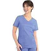 Maevn Matrix Curved Mock Wrap Stretchy Scrub Top