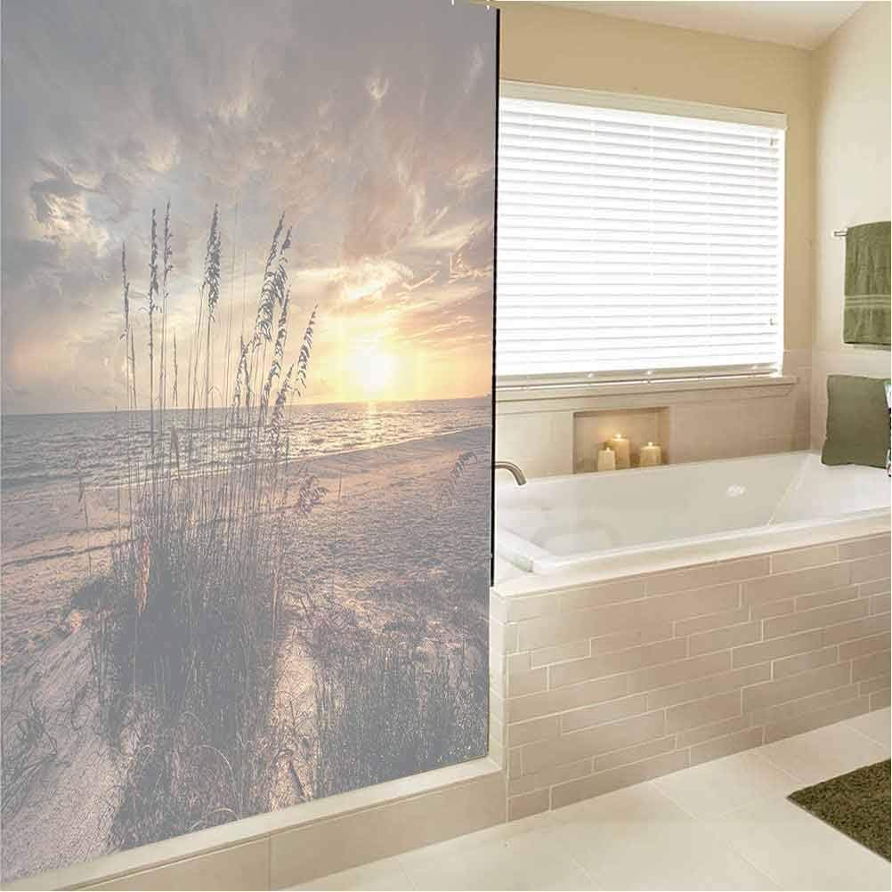 Beach Privacy Window Film Calm Coastal Scene with Horizon in The Middle