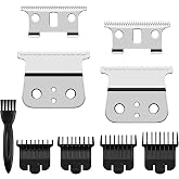 2 Pack T Outliners Blades Compatible with Andis T Outliner &amp; GTX Trimmer, Compatible with Andis #04710 and #04521 (Sliver Steel T Blade + Sliver Steel Blade)