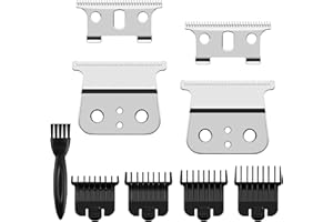 WUSUKER 2 Pack T Outliners Blades Compatible with Andis T Outliner & GTX Trimmer, Replacement Blade Compatible with Andis #04710 and Andis #04521 (Sliver Steel T Blade + Sliver Steel Blade)
