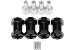 SHARE GOO ShareGoo 4PCS 12mm Aluminum Wheel Hex Hub 20mm Offset Extension Hex Drive Adaptor Combiner Coupler Compatible with 1/10 RC Crawler Axial Scx10 D90 Wraith,Black