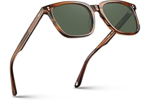 CARFIA Square Polarized Sunglasses for Men UV400 Protection Classic Retro Acetate Shades Driving Glasses