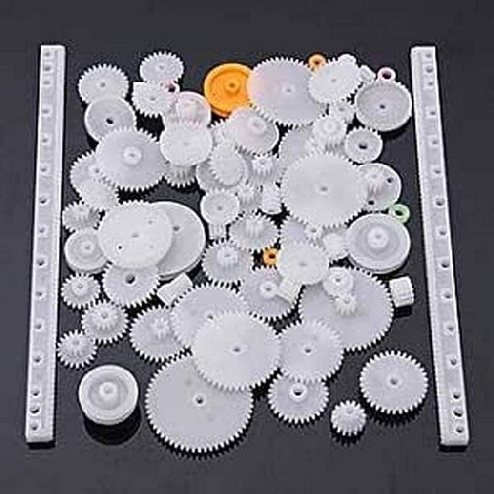 YUNIQUE GREEN-CLEAN-POWER - 75-Piece Gears and Pulleys Replacement Kit | For Robotics, Drones, RC Cars | Compatible with RC Helicopter, White, 75 Pieces, Plastic