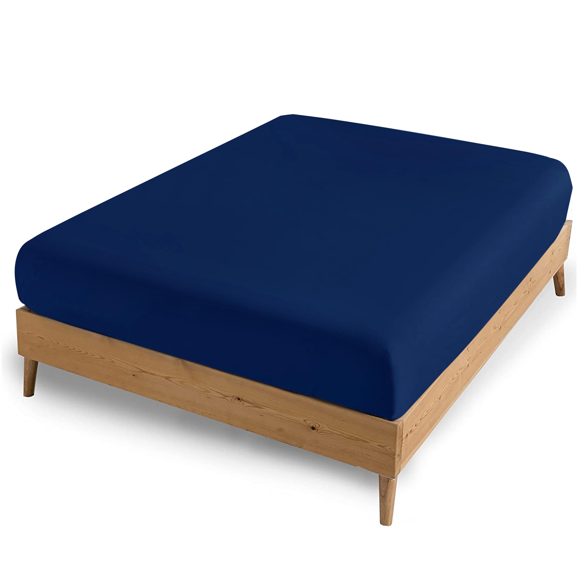 AMEHA King Size Fitted Sheets – Navy Extra Deep Pocket 40CM - Easy Care - Soft Brushed Microfiber Fabric - Shrinkage and Fade Resistant - Bottom Sheet