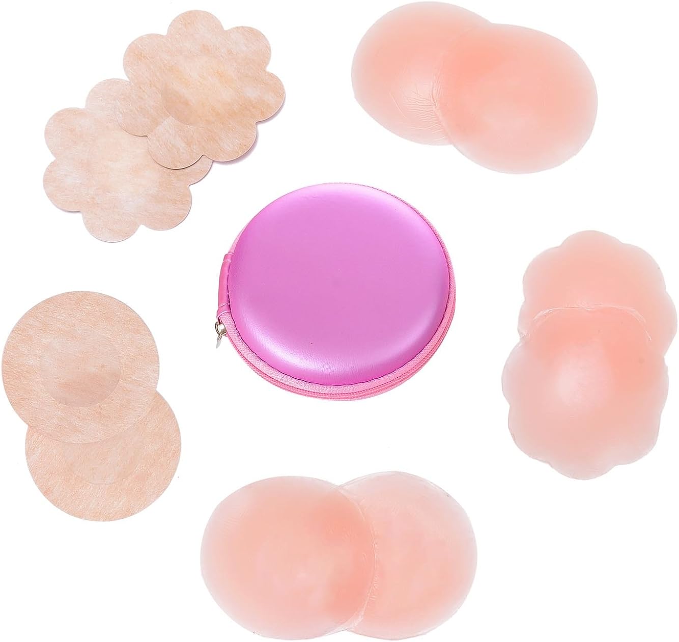 Nipple Covers, 5 Pairs Include 3 Pairs Reusable Adhesive Silicone