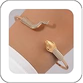 Xduargs Boho Snake Bangle Bracelet Vintage Serpent Snake Cuff Bracelet Gold Serpent Bangle Bracelet Cuff Open Adjustable Bangle Bracelet Jewelry for Women