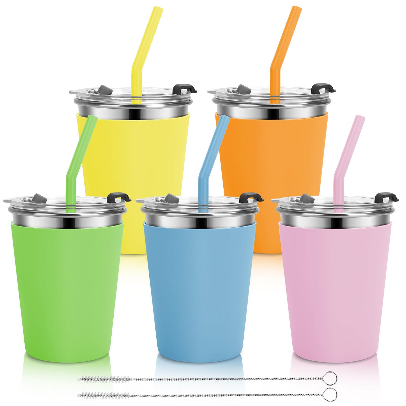 Photo 1 of **MISSING LIDS**
Vermida Stainless Steel Kids Cups with Lids and Straws Leakproof, 5 Pack 12oz Spill Proof Cup for Toddlers Kids Tumblers Unbreakable Sippy Cups with Straws for School, Outdoor (Multicolor)