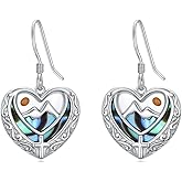 AOBOCO Mustard Seed Cross Earrings Sterling Silver Faith Mountain Dangle Dangling Earrings Heart Christian Religious Jewelry for Women