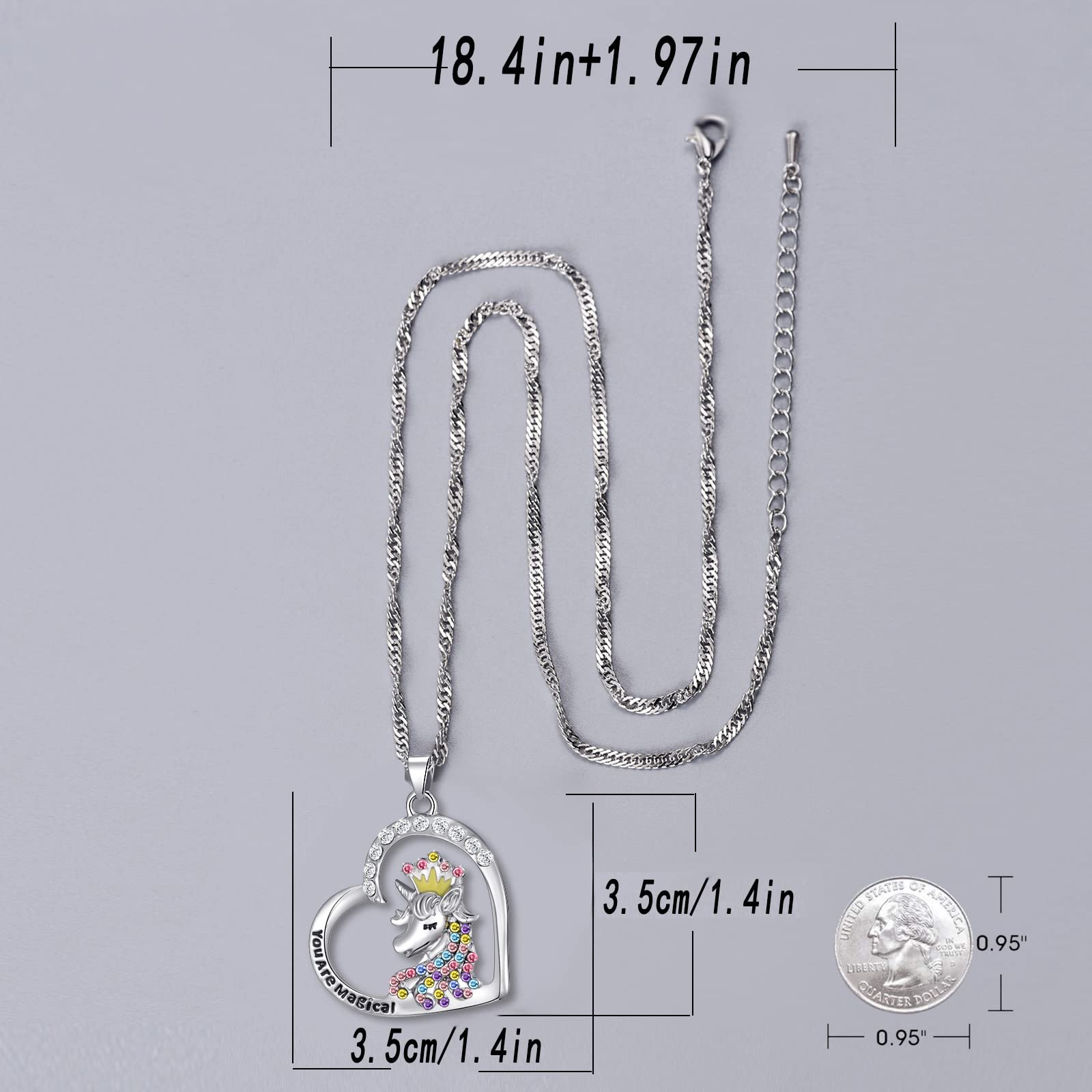 Cute Necklaces for Teen Girls - Adorable Pastel Crystal Necklace for Little Girls - Unicorn and Fairy Gifts - Dainty Necklace Birthday Gift Pack (3/6 Pcs)