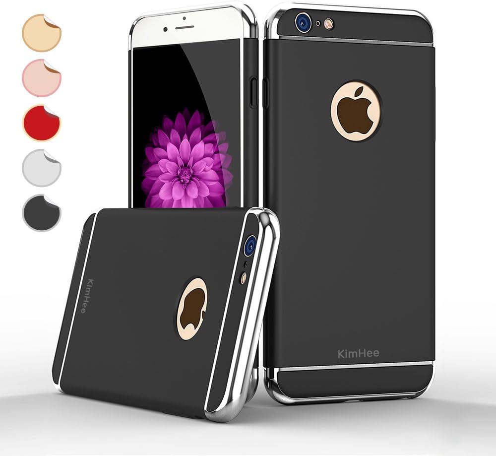 iPhone 6 plus case, KimHee 3 in 1 Ultra Thin Slim Design Hybrid Case [Metal Textured Grip] Anti-Slip Skin [PC Hard Back Cover] & Matte Touch for iphone 6 plus and iphone 6s plus (5.5inch)-Black