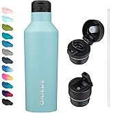 BJPKPK Insulated Water Bottle With Straw 25oz Stainless Steel Water Bottles With 2 Lids And Carry Handle Reusable Travel Metal Thermal Flask,Turquoise