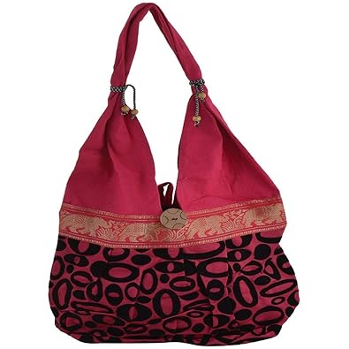 SHOP FRENZY Womens Canvas Printed Handbag (SFBAG177,Pink)