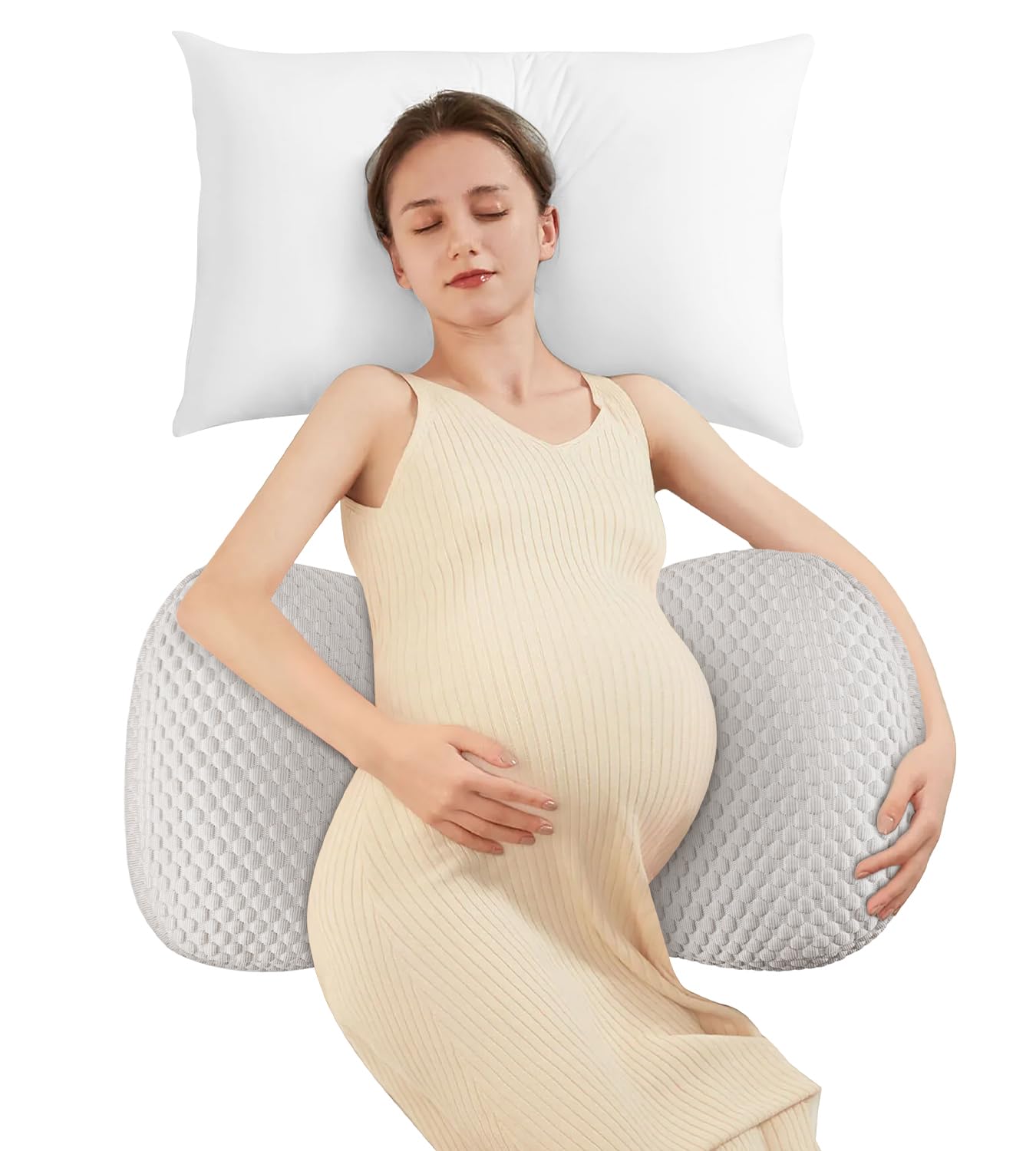 Photo 1 of Pregnancy Pillow Cooling for Sleeping, Detachable and Adjustable Double-Sided Support Maternity Pillow Skin-Friendly for Pregnant Women Back, HIPS, Legs(30°Slope Design Verified by Expectant Mothers)