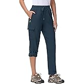 MIVEI Women's Hiking Cargo Pants Quick Dry Lightweight Water Resistant UPF 50 Travel Athletic Pants with Zipper Pockets
