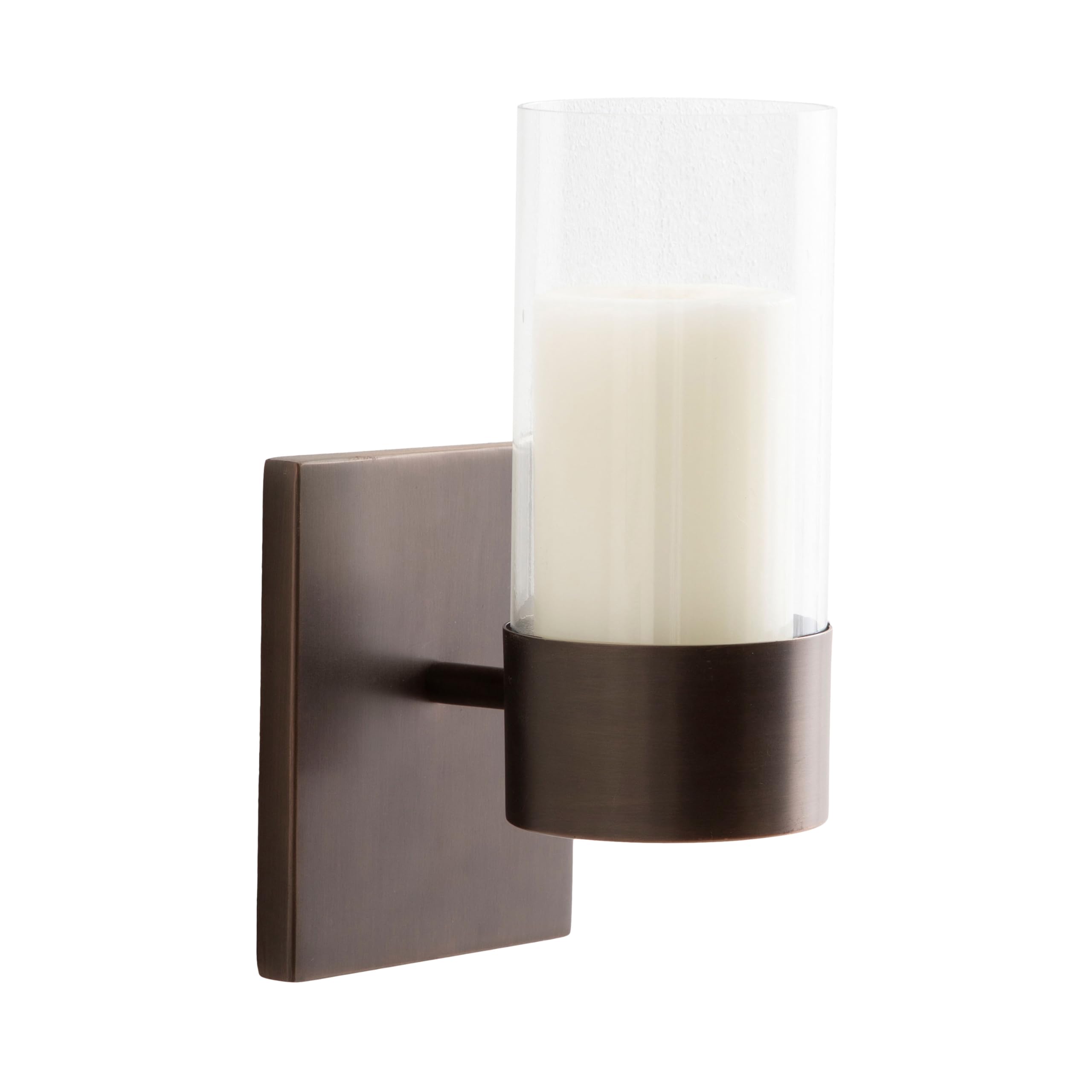 Photo 1 of Kate and Laurel Zabler Modern Metal Wall Sconce, 5 x 6 x 10, Bronze, Round Candle Holder with Removable Glass Cylinder for Flameless Candle Display in Bedroom or Bathroom