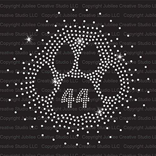 Paw Track Burst with Custom Number Iron On Rhinestone Crystal T-Shirt Transfers by Jubilee Rhinestones