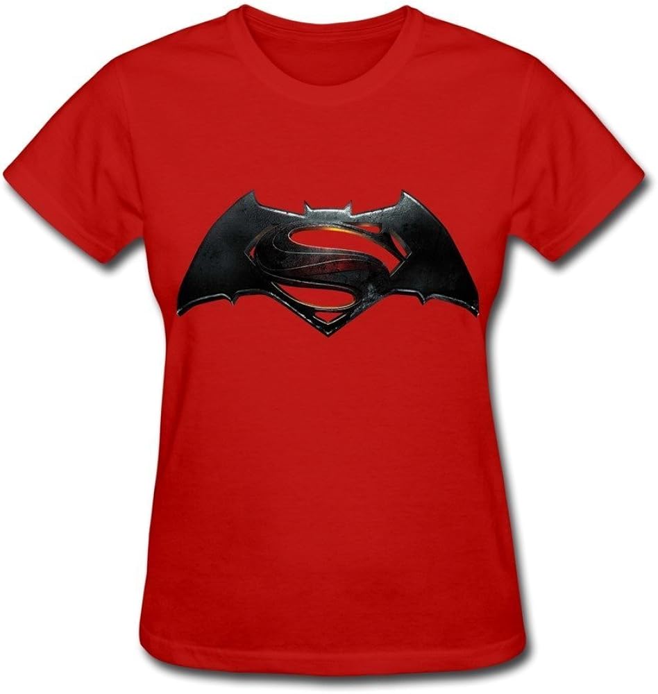 HD-Print Cool Batman Superman Dawn Justice Logo T Shirt for Woman Pink