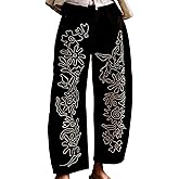 XIKUKA Embroidered Jeans for Women Barrel Pants Baggy Jean Y2k Boyfriend Cheetah Print Mid Rise Denim Ankle Pants