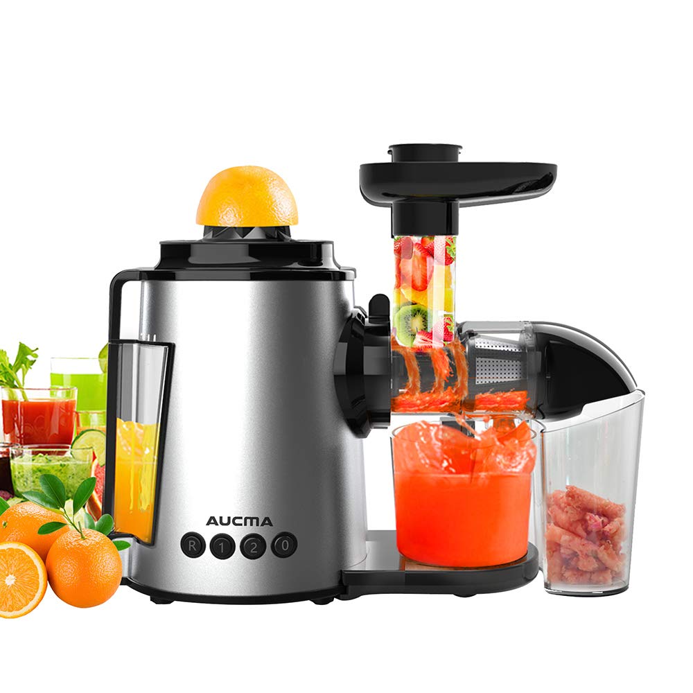 exprimidor con la función inversa juguera multifunción con 2 velocidades para  frutas y verduras AUCMA Juicer lento con la función exprimidor de cítricos  eléctrico Extractor del Juicer antioxidante Extractores de zumo Hogar