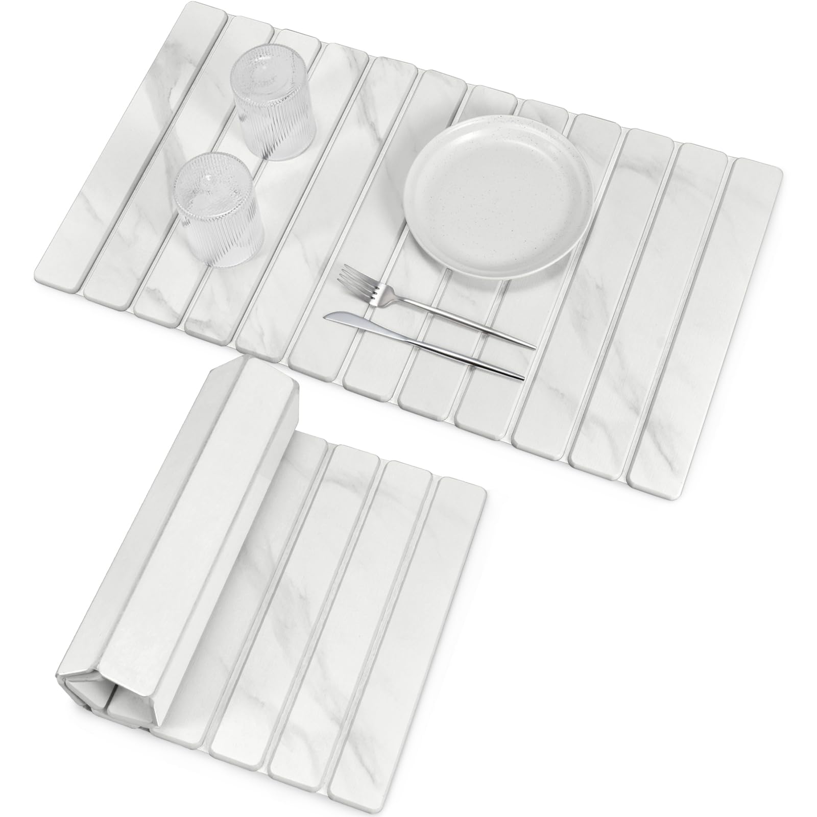 Photo 1 of Large Stone Dish Drying Mats for Kitchen Counter, 28"(L)×16"(W) Marble-Pattern Dish Drying Mat, Eco-Friendly Absorbent Diatomaceous Earth Mats for Dishes Bottles Cups, Match Any Countertop