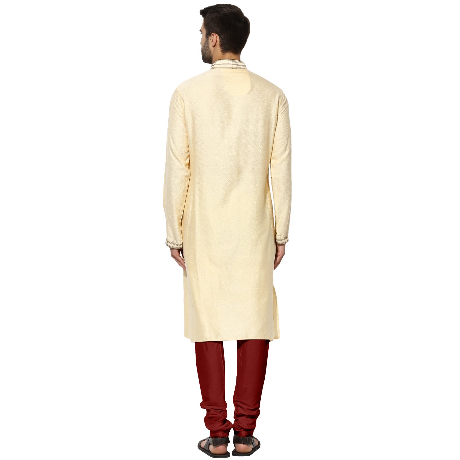 kisah men's jaquard cotton silk kurta & churidar set