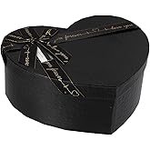 Ipetboom Heart Shape Box - Valentine's Day Cardboard Boxes Decorative Nesting Case Present Empty Florist Packing for Wedding Birthday Anniversary Party Proposal - Black