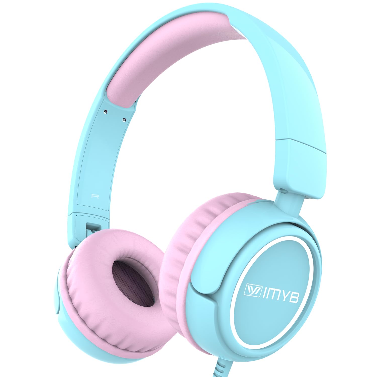 Photo 1 of IMYB V1 Kids Headphones, Wired Stereo Foldable Tangle-Free 3.5mm Adjustable On-Ear Headphones for Kids for School/Toddlers/Childrens/Teens/Boys/Girls/Ipad/Tablet/Kindle/Phones/Travel/Plane (Cyan)