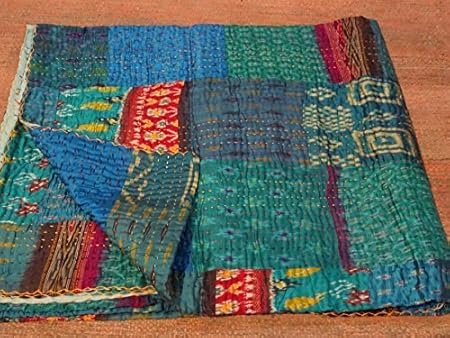 Sovereigns Womens Patola Silk Patch Work Kantha Quilt Saree (Multicolour, Free Size)