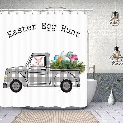Rustic Black And White Plaids Farmhouse Easter Eggs Truck Shower