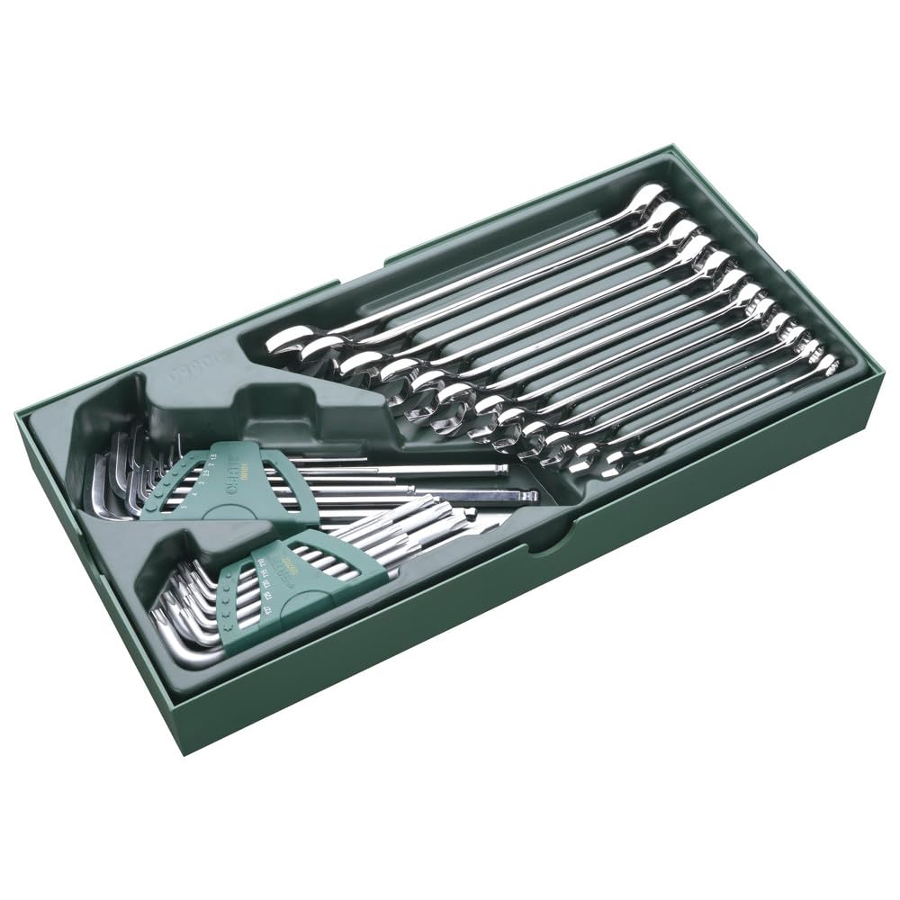 SATA ST09906 30 Pieces Metric Combination Wrench/Spanner and Hex Key Tray Set