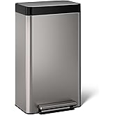Kohler 20941-ST 8 Gallon Tall Hands-Free Kitchen Step Can, Trash Can with Foot Pedal, Quiet-Close Lid, Stainless Steel