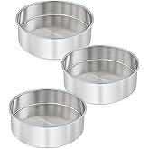 tutikuki 6 Inch Cake Pan - 3PCS Stainless Steel Smash Cake Baking Pans Tins, Round Bakeware for Party Birthday Wedding, Mirror Finish & Dishwasher Safe