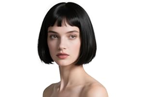 Onedor 10" Short Straight Hair Flapper Cosplay Costume Bob Wig (Black)