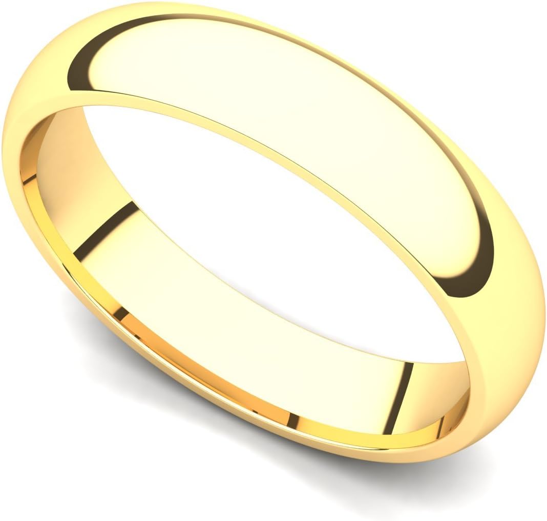 18k Yellow Gold 4mm Classic Plain Comfort Fit Wedding Band Ring