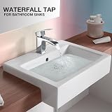 Funime Bathroom Sink Mixer Tap with Waterfall Spout Chrome Brass 1 Hole view 3