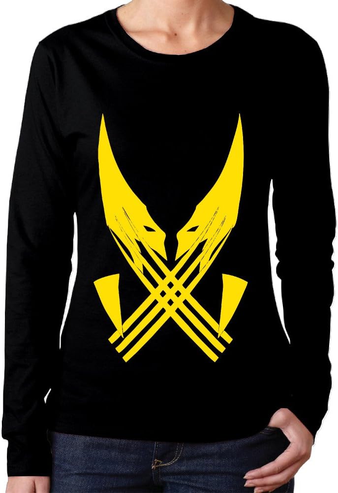 Womens Wolverine Logo American Comic BestT Shirts Funny Long Sleeve Tee