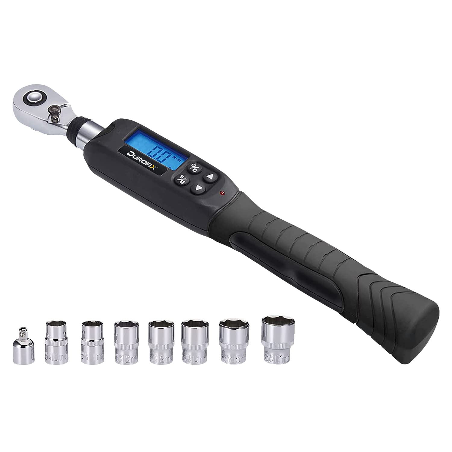 Durofix RM601-3S 3/8” Digital Torque Wrench (5-50 Nm) with Buzzer & LED Flash Notification | Includes Protective Case, Socket Set & ISO 6789 Standard Calibration Certificate