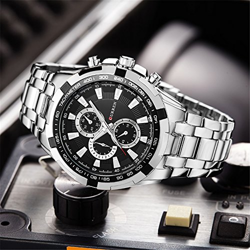 Curren - Reloj analógico de Cuarzo para Hombre, Correa de Acero Inoxidable Impermeable - Imagen 6