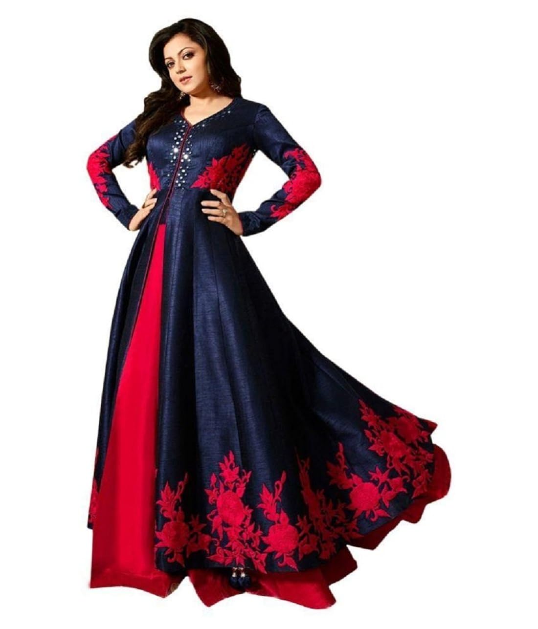 zaalima fashion women's silk embroidred anarkali semi-stitched gown (free_size)